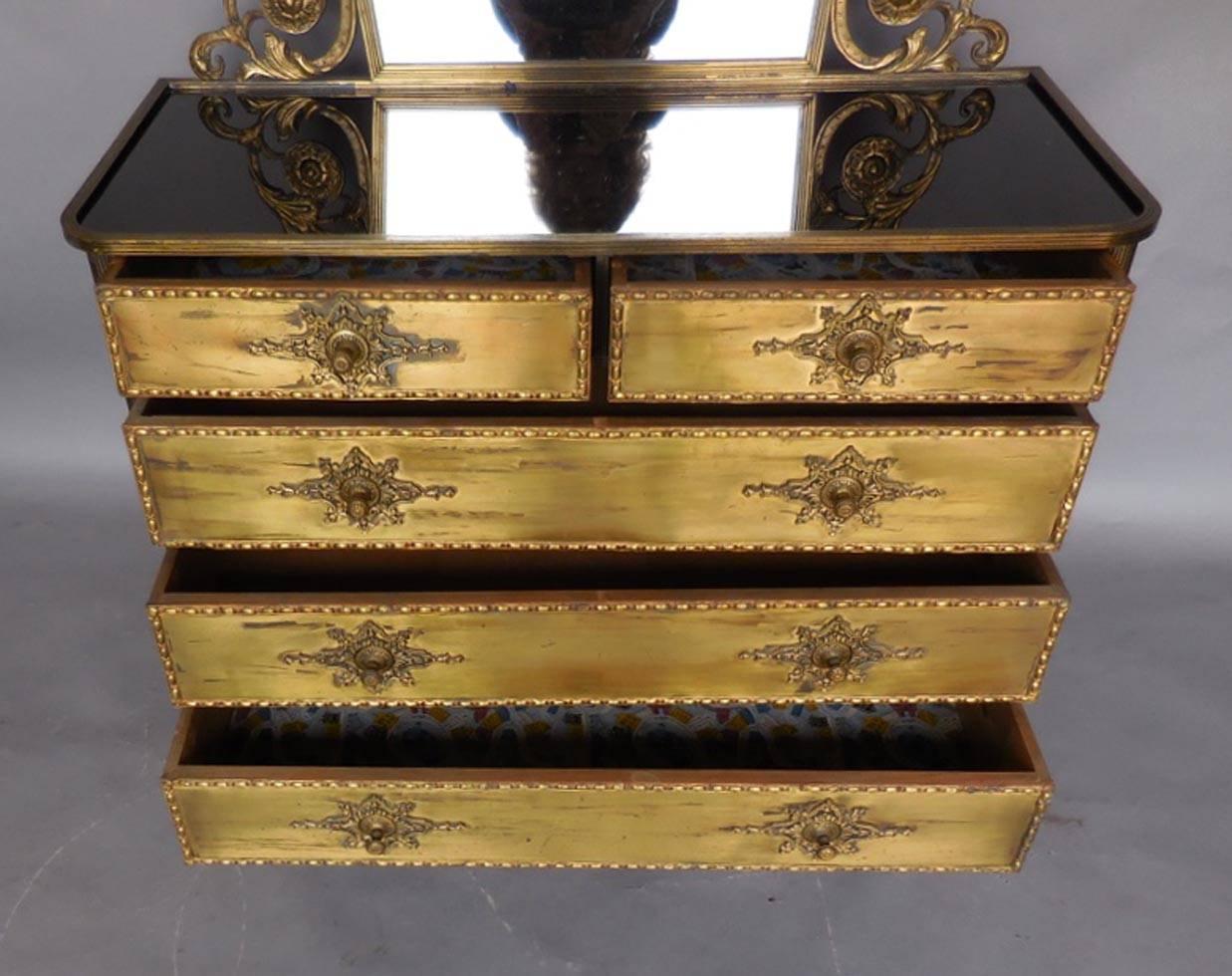 Black Glass and Gold Spanish Chest In Good Condition In Los Angeles, CA