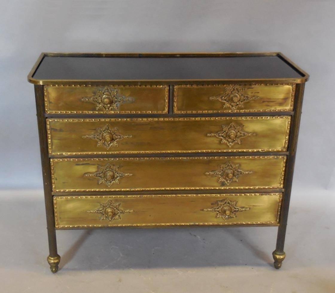 Mid-20th Century Black Glass and Gold Spanish Chest