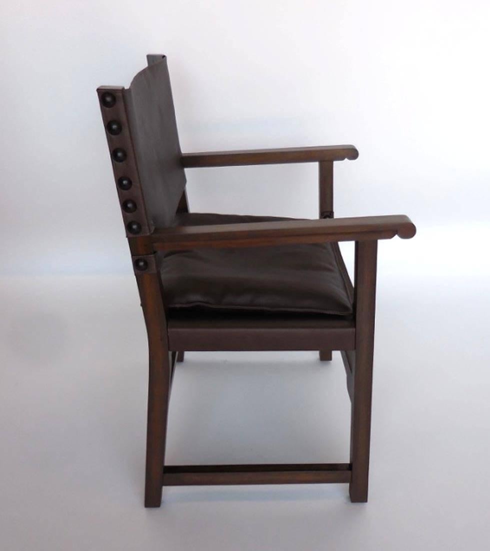 Dos Gallos Custom Leather Sing Chair In Excellent Condition For Sale In Los Angeles, CA