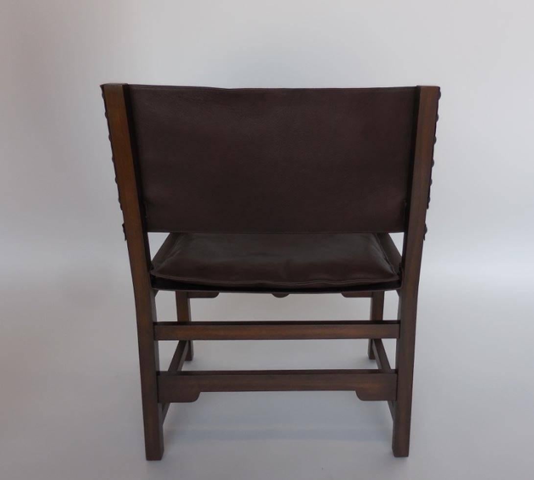 American Dos Gallos Custom Leather Sing Chair For Sale