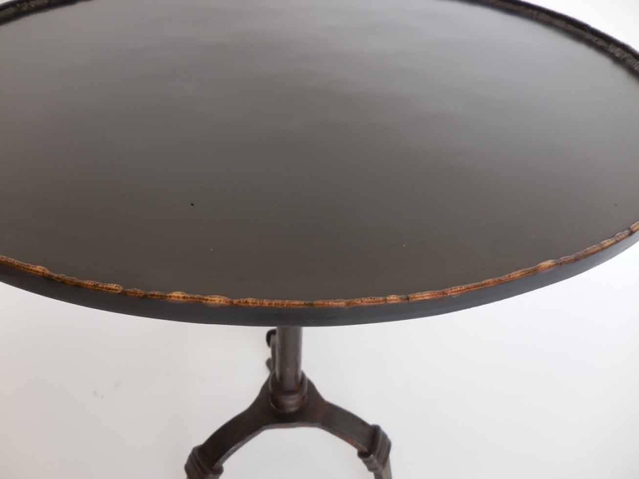 Industrial Chic/Steampunk Side Table with Bronze Edge In Good Condition In Los Angeles, CA