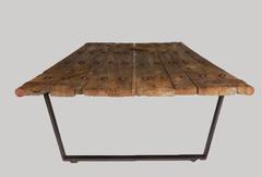 Early Japanese Elm  Door Coffee Table with Iron Nails on Custom Base