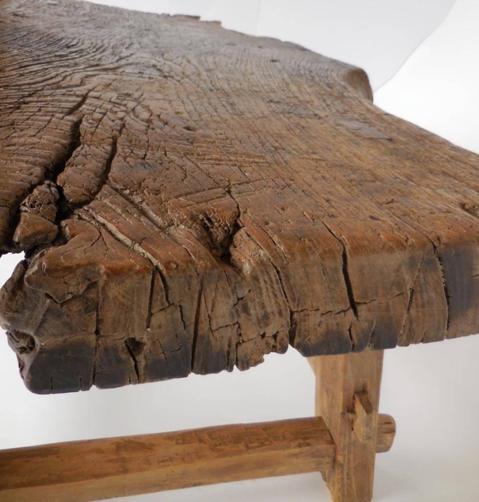 One Wide Board Elm Wood Coffee Table With Live Edge at 1stDibs elm