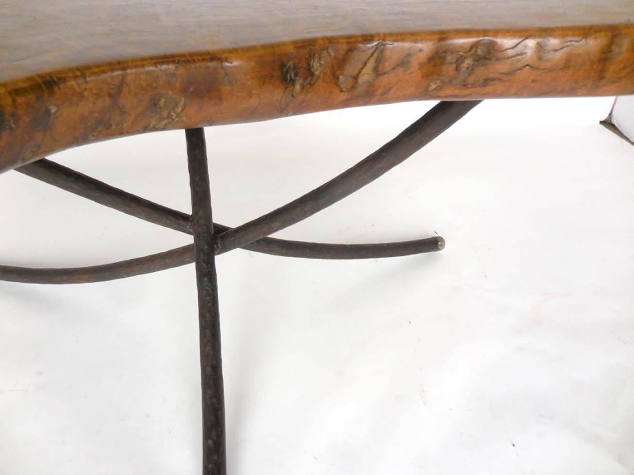 Primitive Modern Freeform Table  with Iron and Pewter Hand Forged Base Base 2