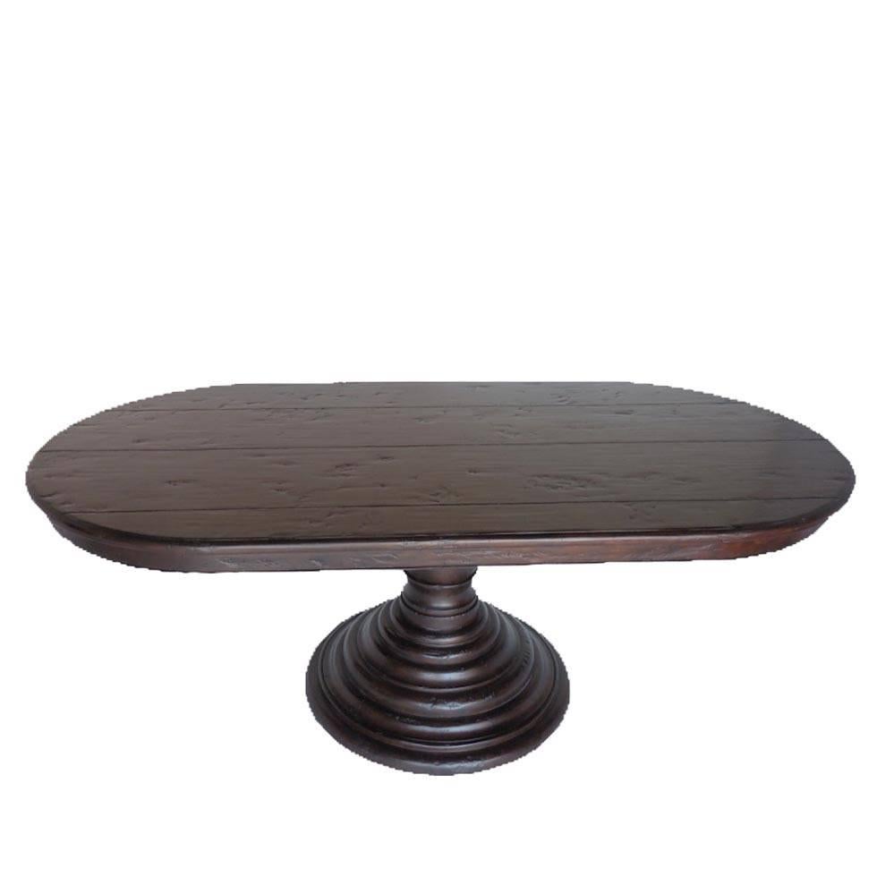 Américain Table de salle à manger ovale à piédestal Dos Gallos en bois de noyer avec piédestal en forme de ruche, faite sur mesure en vente