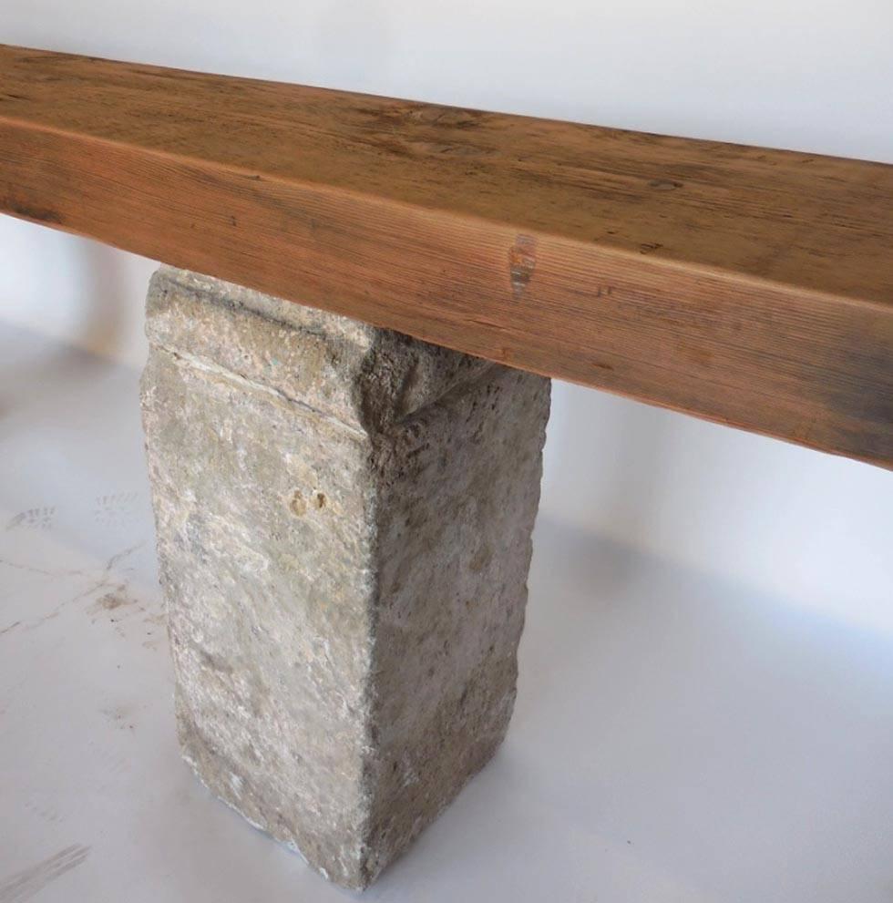 Primitive Large-Scale Stone and Wood Console