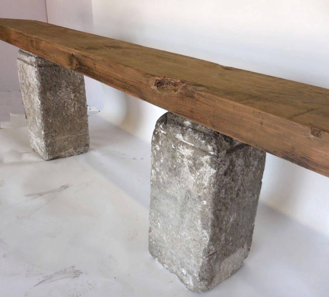 Guatemalan Large-Scale Stone and Wood Console