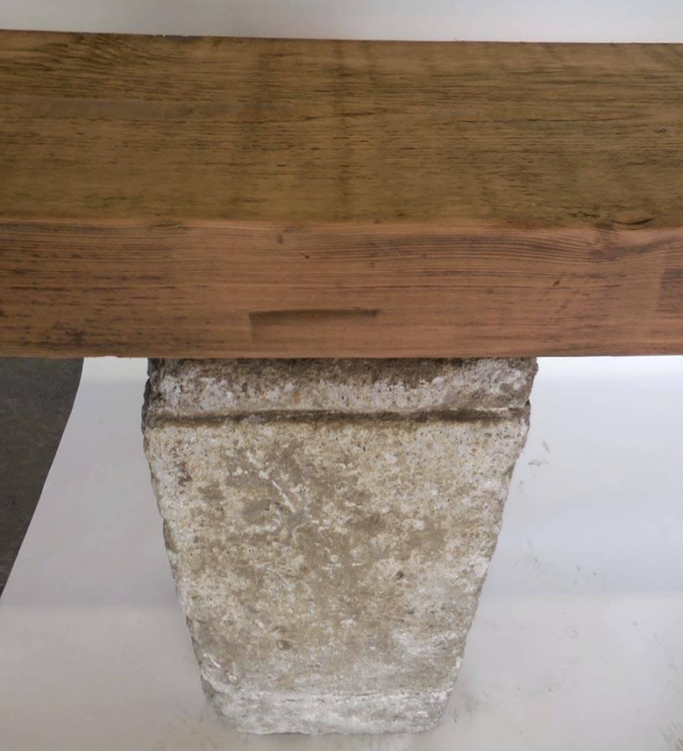 Large-Scale Stone and Wood Console In Good Condition In Los Angeles, CA