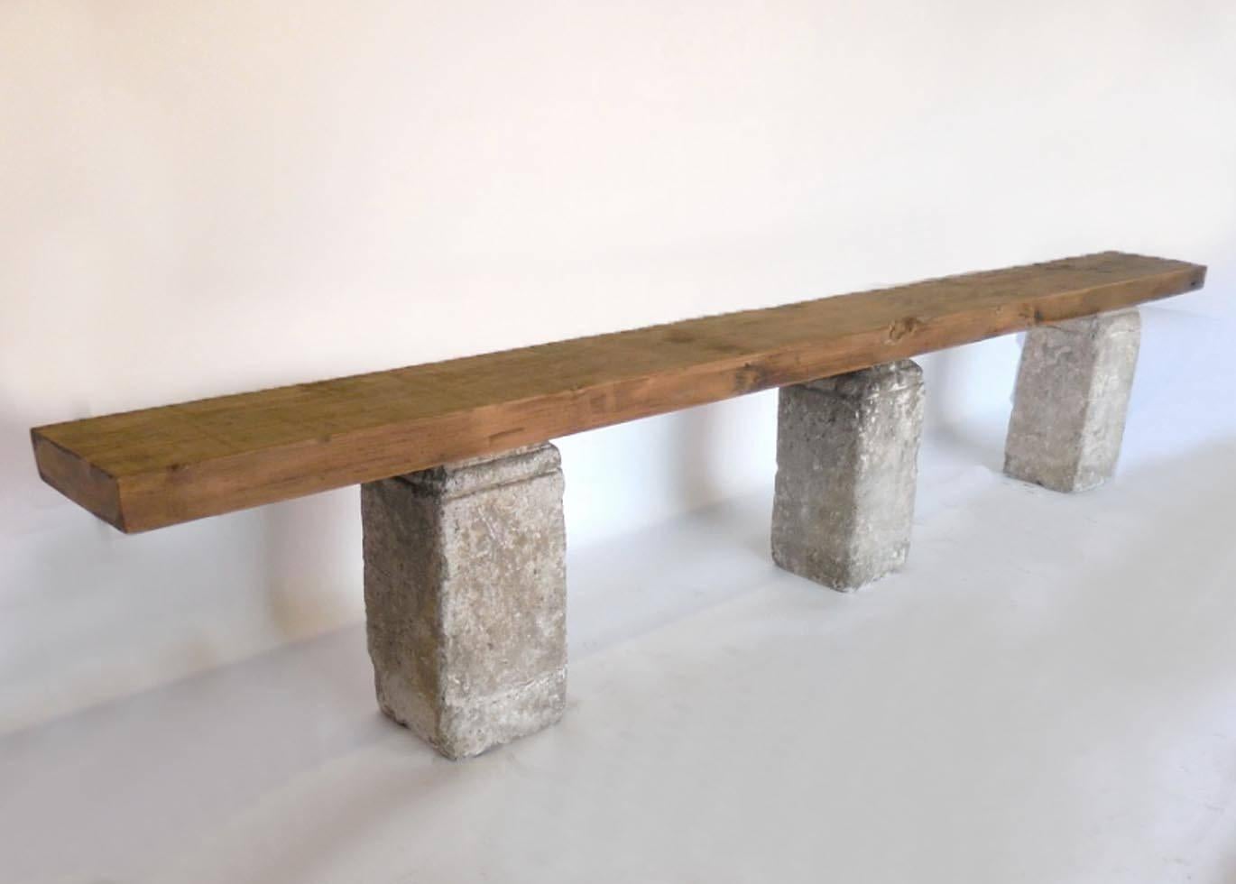 Large-Scale Stone and Wood Console 1