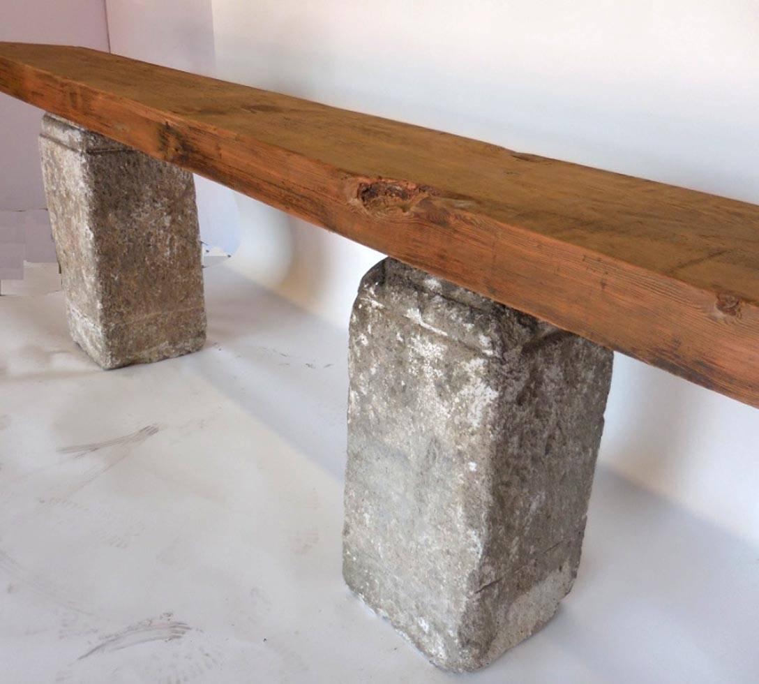 Large-Scale Stone and Wood Console 2