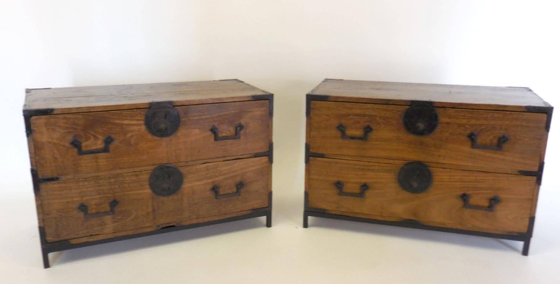 19th Century Pair of Tansu Nightstands