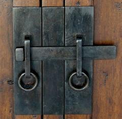 Dos Gallos Custom Walnut Wood Media Console on Iron Base