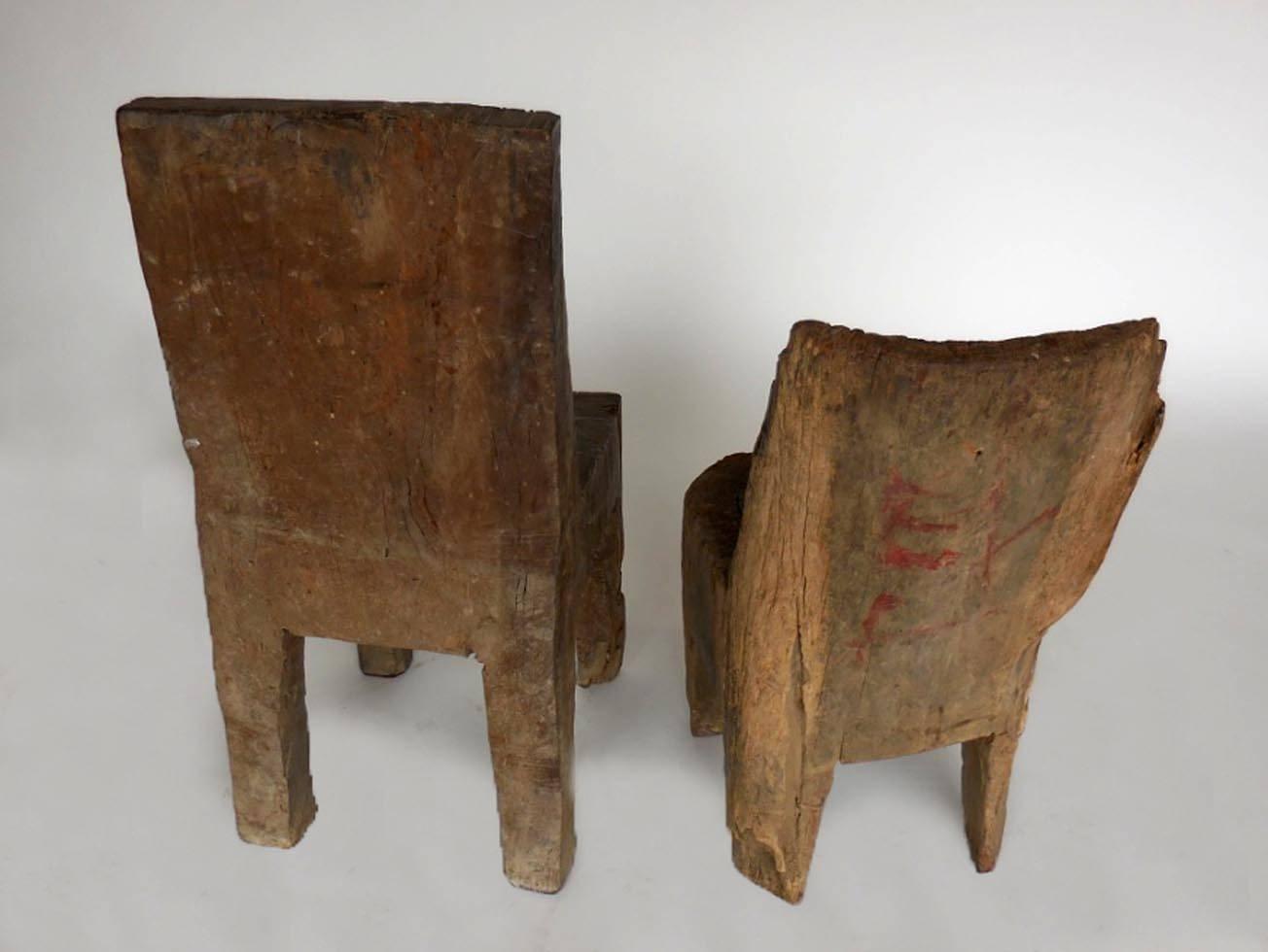 Primitive Solid Wood Low Chairs