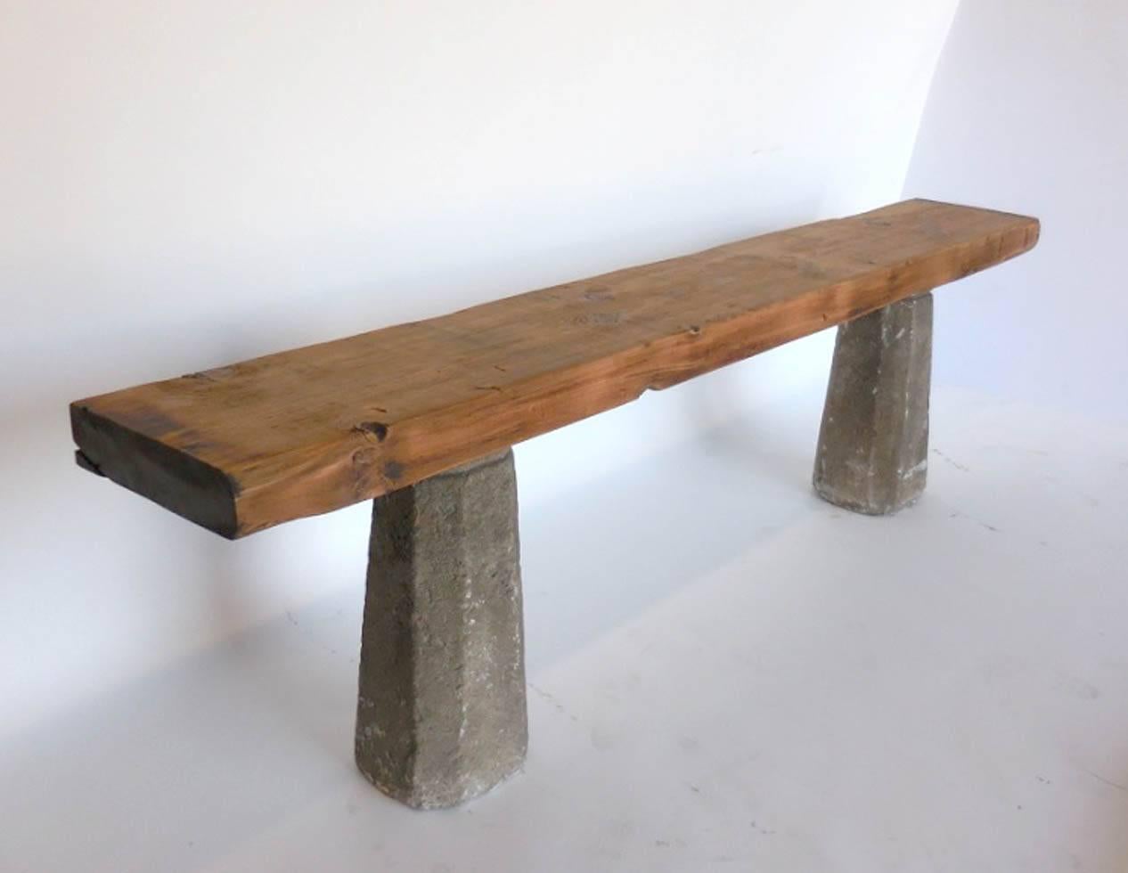 Reclaimed Wood 19th Century Stone and Wood Console
