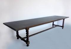 Dos Gallos Long Custom Spiral Leg Dining Table in Walnut