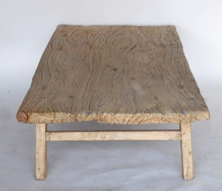Japanese Elm Wood Coffee Table with Natural Driftwood Patina at 1stDibs