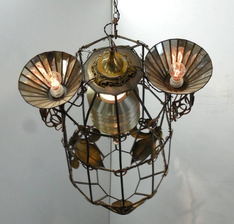 Steampunk Rocket Chandelier In Good Condition For Sale In Los Angeles, CA