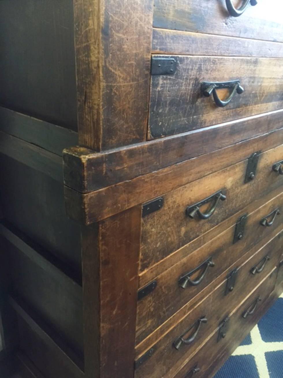19th Century Japanese Large Double Tansu with 18 Drawers 3