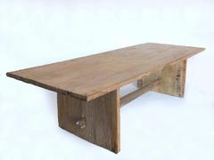 Japanese Naturally Bleached Elmwood Trestle Table