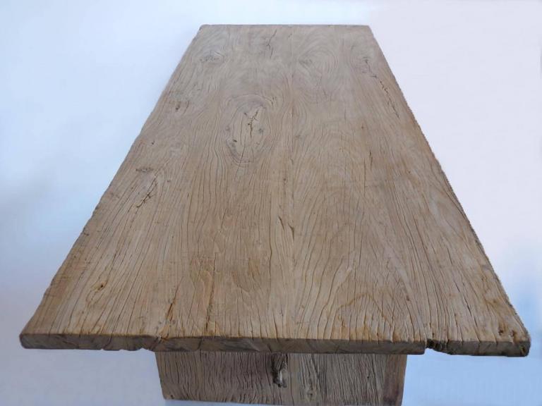Japanese Naturally Bleached Elmwood Trestle Table at 1stDibs