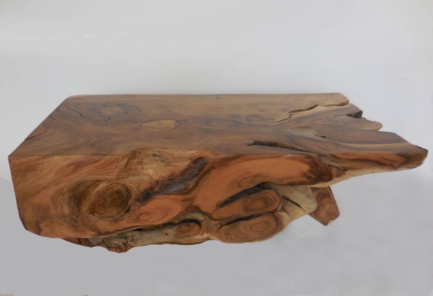Tropical Hardwood Root Coffee Table In Excellent Condition In Los Angeles, CA