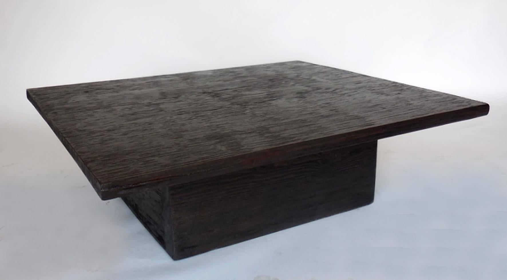 Dos Gallos Custom Wood Cube Coffee Table in Espresso Finish In Excellent Condition For Sale In Los Angeles, CA