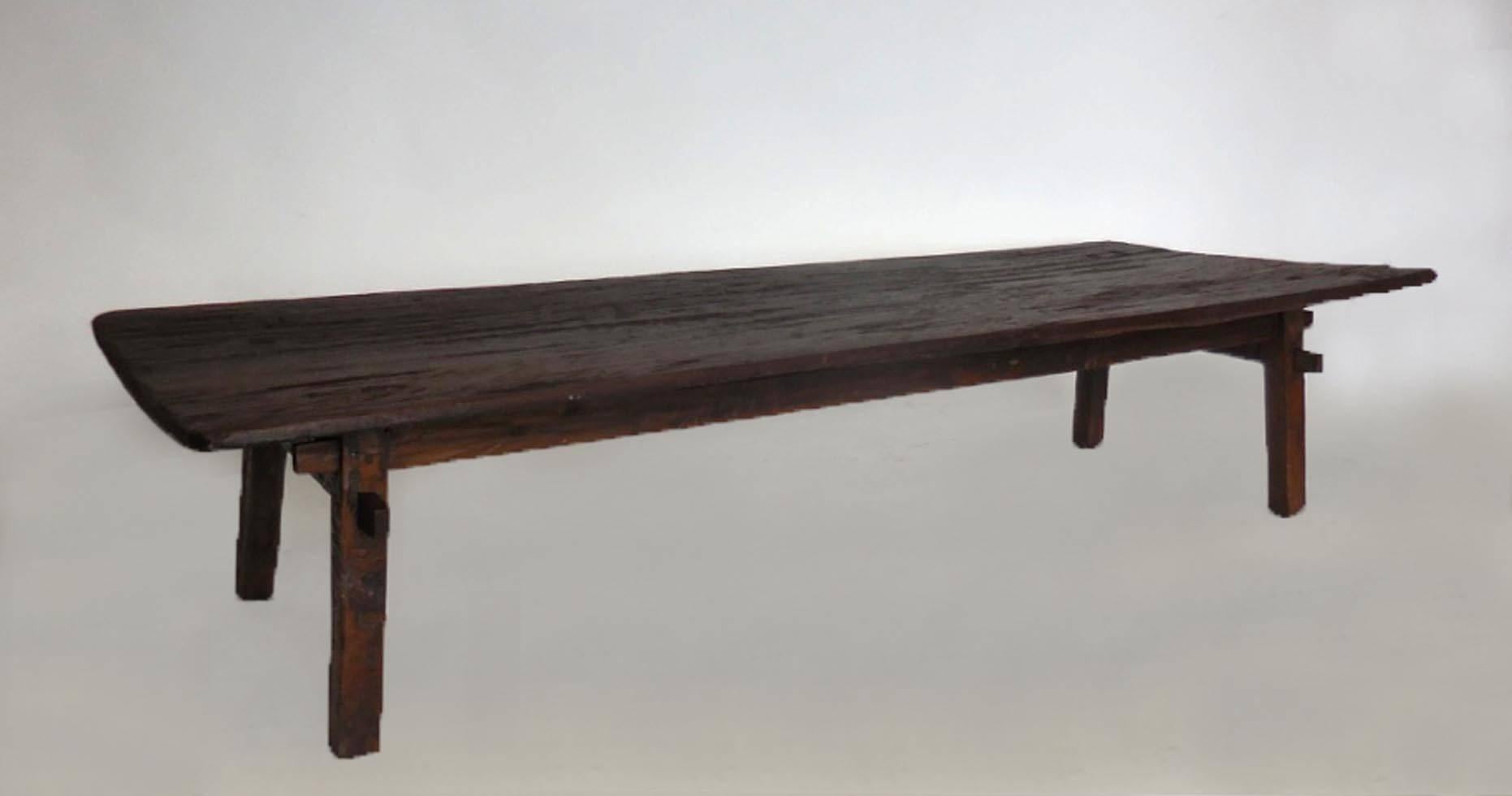 19th Century Antique Modern Organic Nepalese Wooden Bed or Coffee Table 1