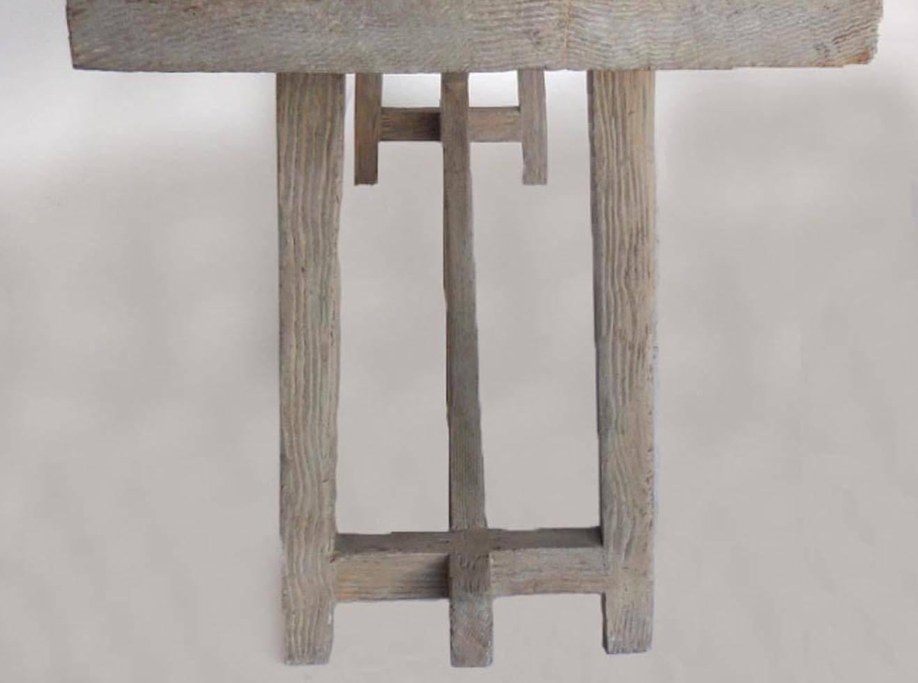Contemporary Dos Gallos Custom Wood Console with Driftwood Finish For Sale