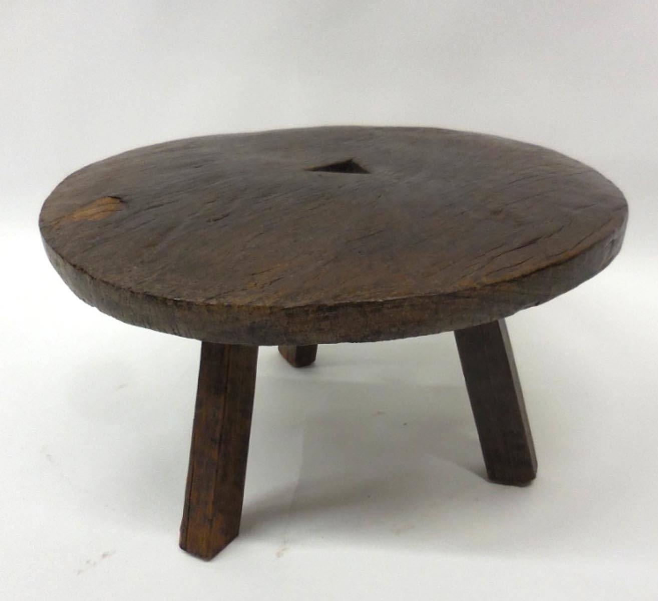 Rustic 19th Century Wooden Stool/Low Table
