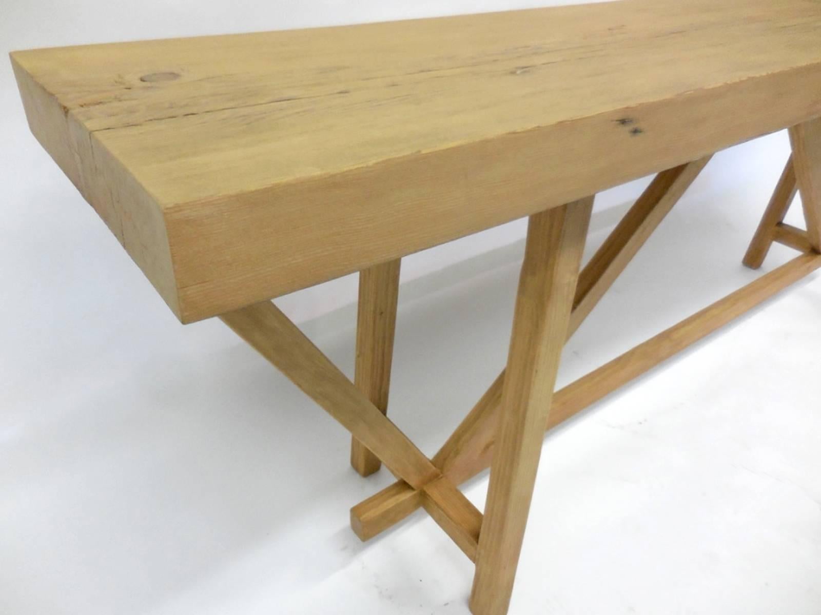 Dos Gallos Custom  Wood Buttress Console In Good Condition For Sale In Los Angeles, CA