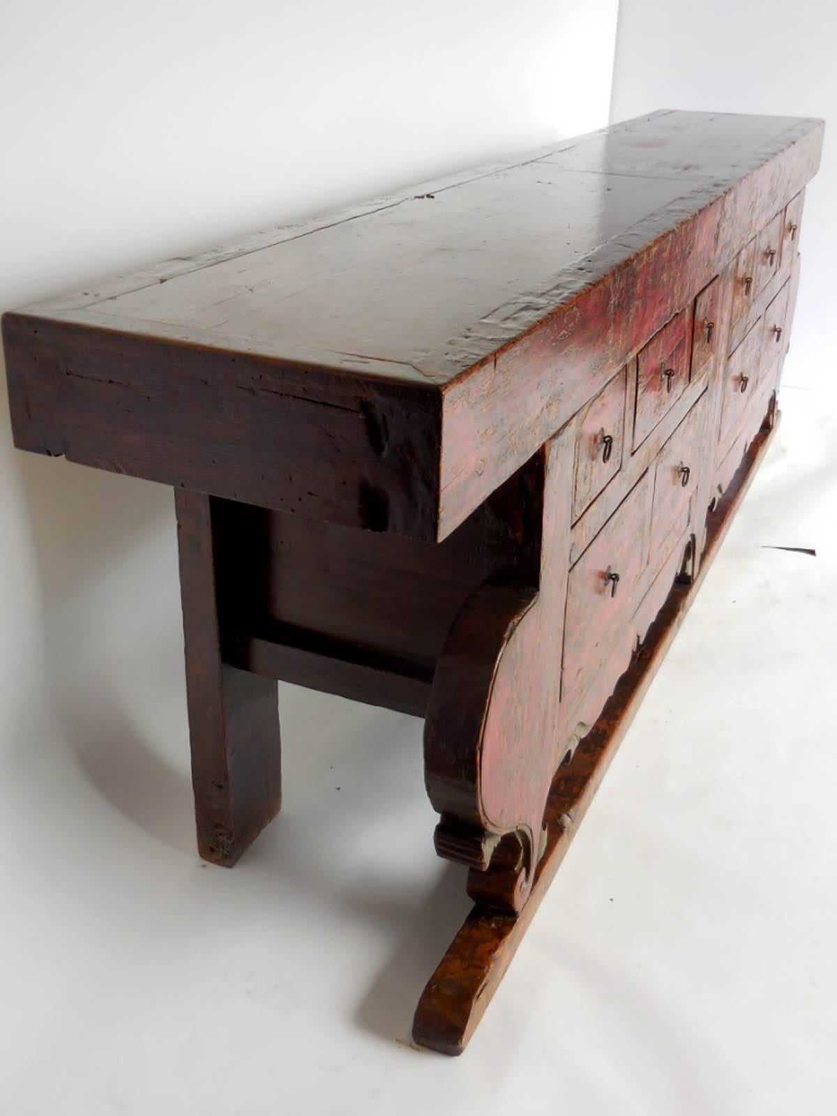 Painted 18th Century Large-Scale Chinese Red Altar Table