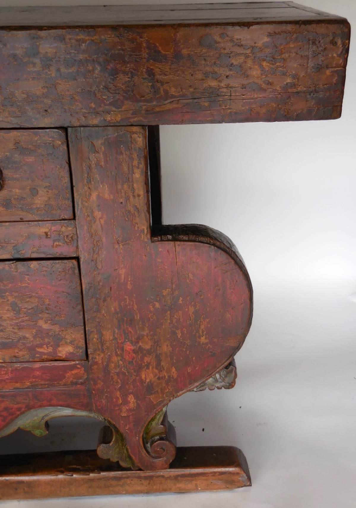 18th Century Large-Scale Chinese Red Altar Table 1