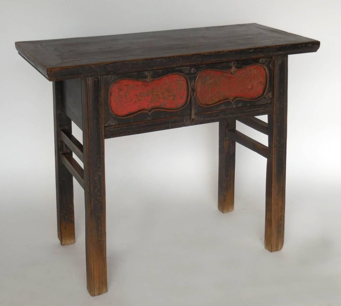 Chinese Qing Dynasty Painted Console with Drawer