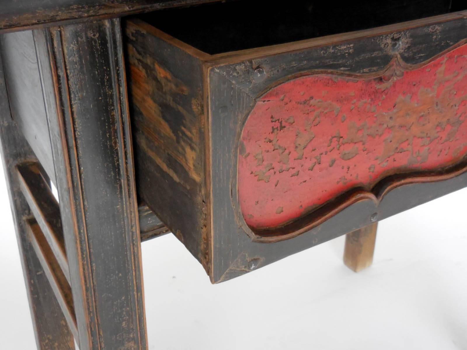 18th Century and Earlier Qing Dynasty Painted Console with Drawer