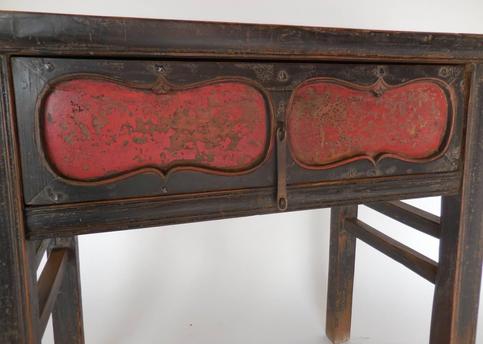 Qing Dynasty Painted Console with Drawer 1