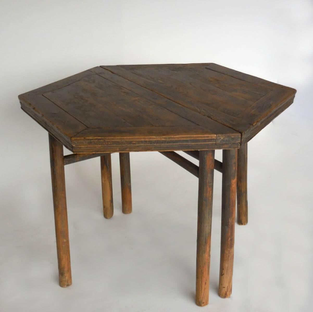 Organic Modern Pair of 19th Century Chinese Modular Demilune Tables