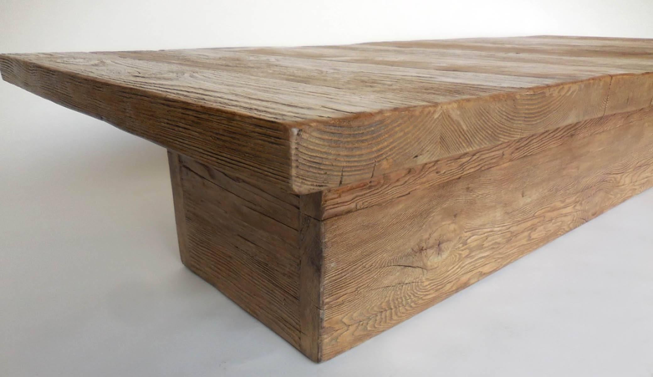 Dos Gallos Studio Custom  Wood Rustic Modern Coffee Table In New Condition For Sale In Los Angeles, CA