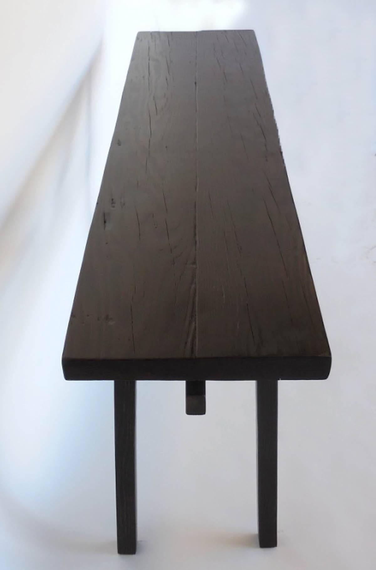 Rustique Dos Gallos Custom  Table console en bois avec grande traverse en V en vente