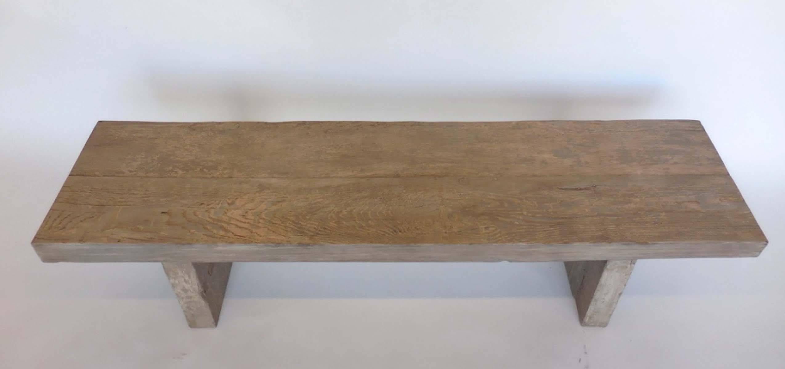 Minimalist Dos Gallos Custom Grey Plank Bench or Cocktail Table