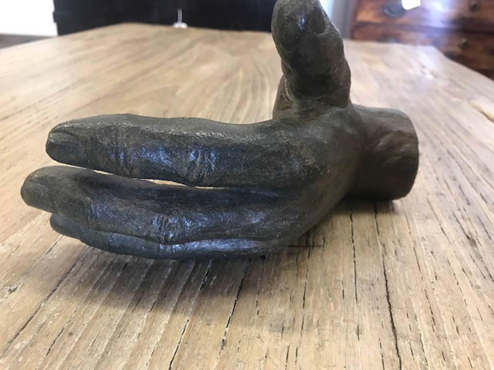 Pair of Ceramic Hands with Bronze Glaze 1