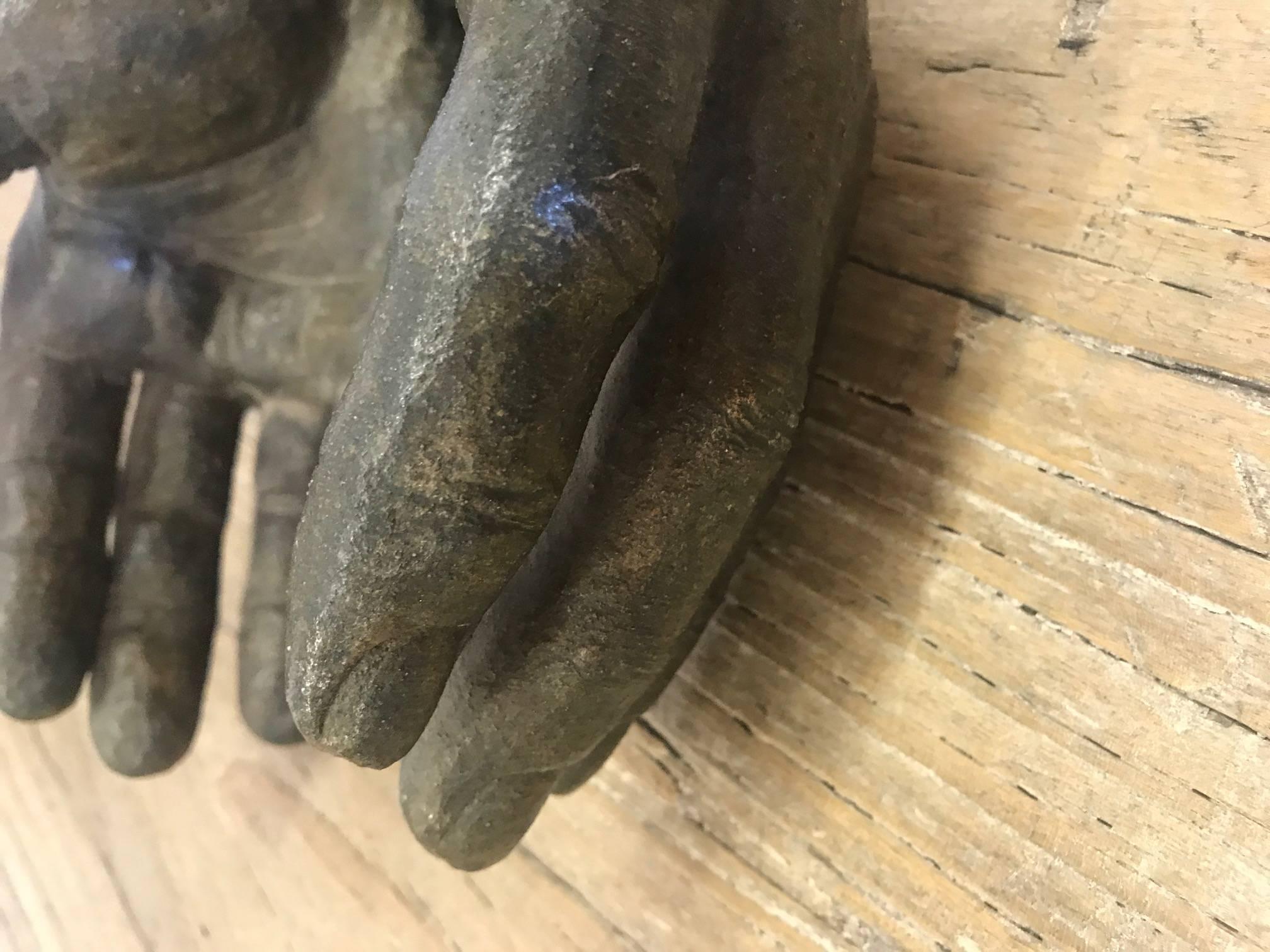 Pair of Ceramic Hands with Bronze Glaze 2