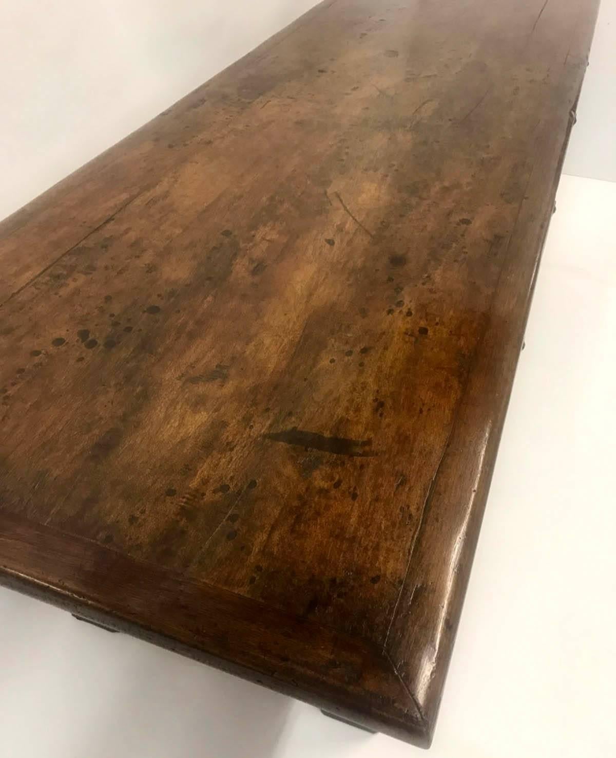 Dos Gallos Custom Walnut Desk with Straight Legs and Pencil Drawers In Excellent Condition For Sale In Los Angeles, CA