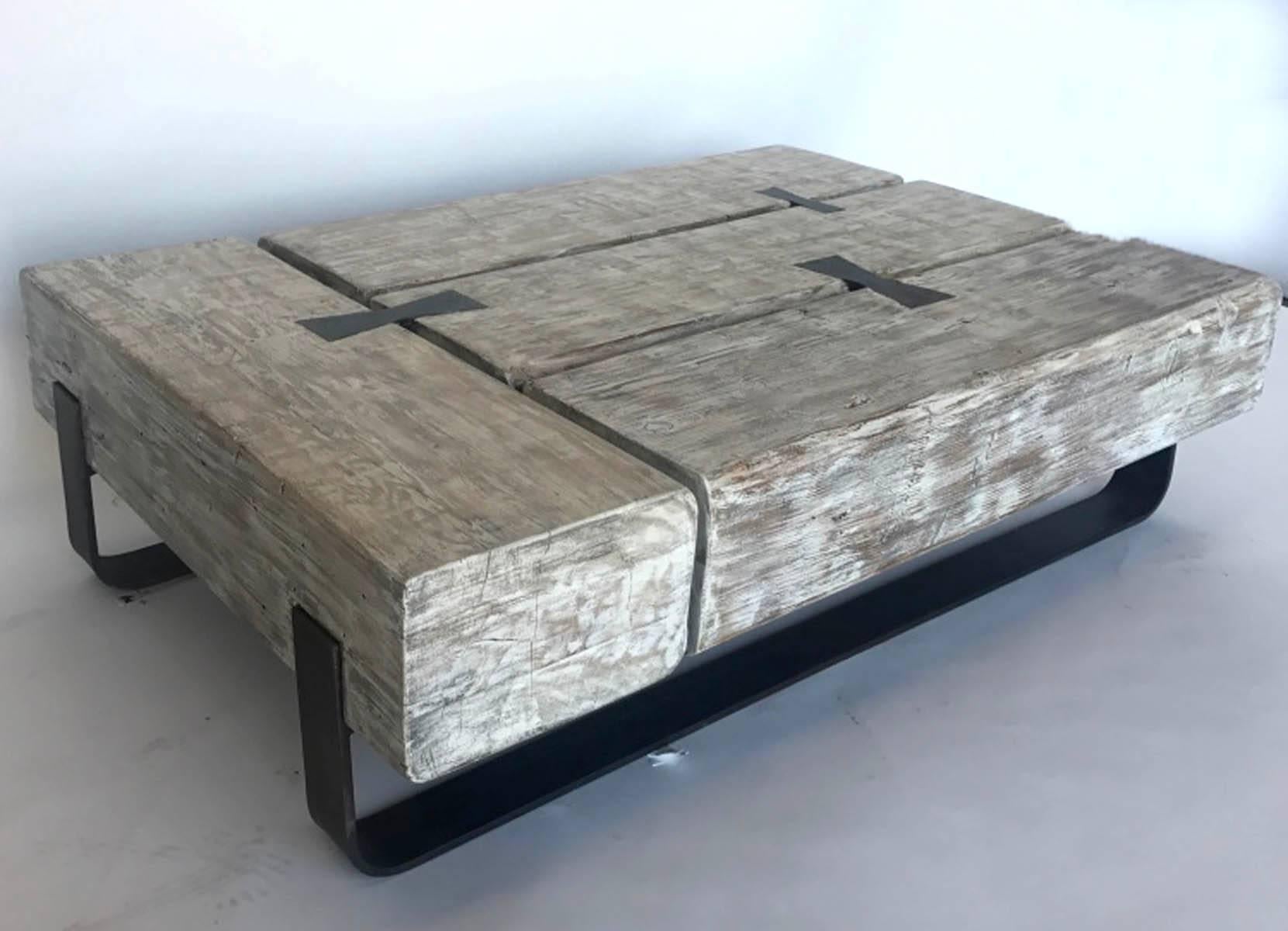reclaimed wood beam coffee table