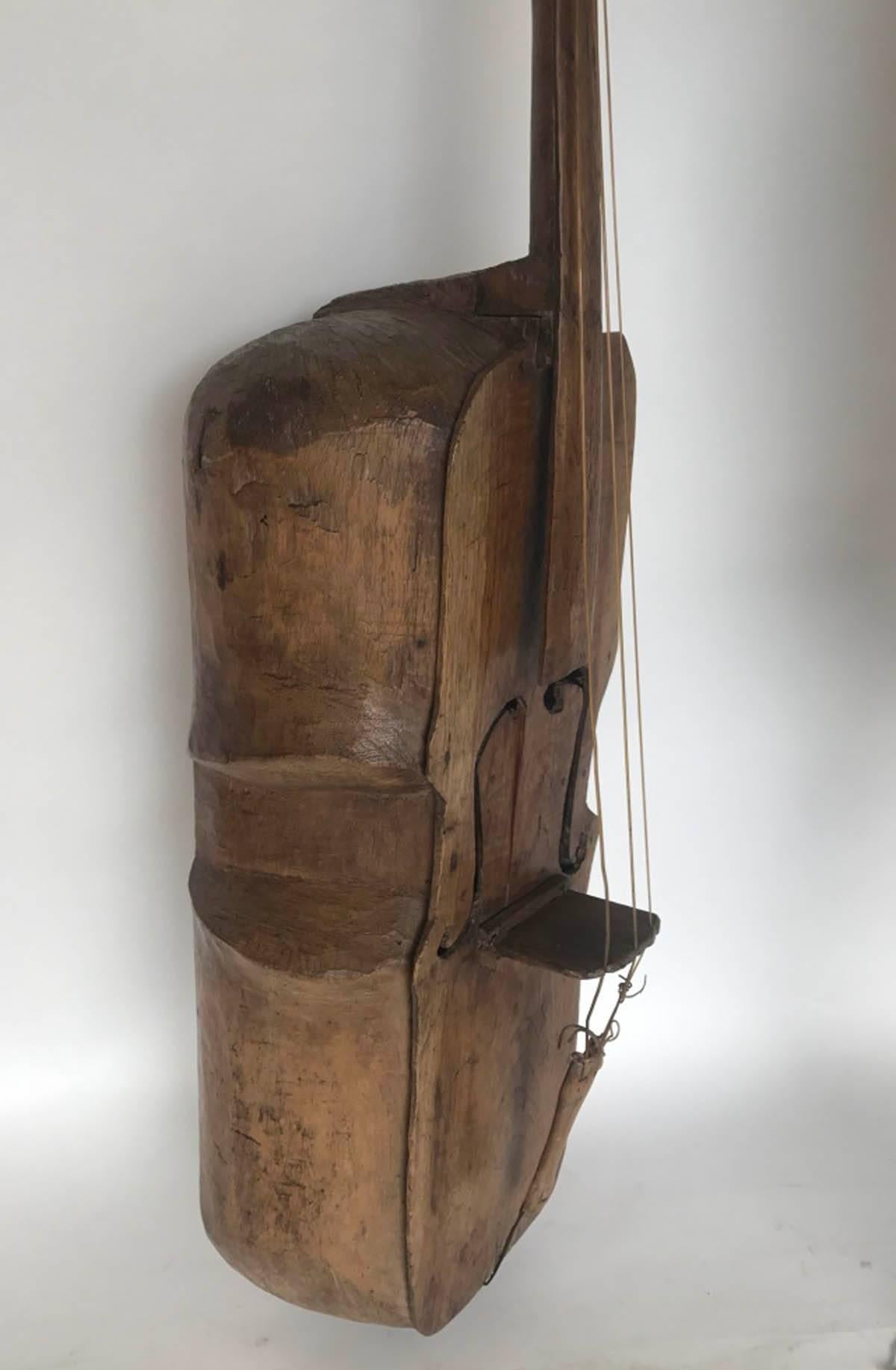 Vintage Carved Wooden Bass Sculpture In Good Condition In Los Angeles, CA