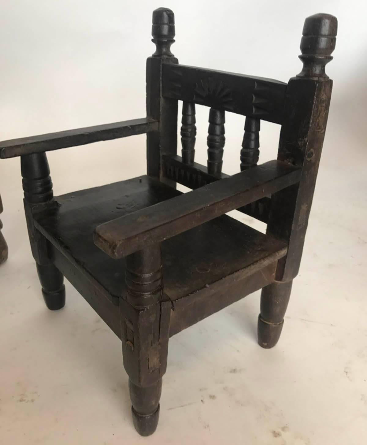 Hand-Carved Antique Guatemalan Children's Chairs