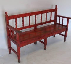 Small Vintage Painted Carved Bench