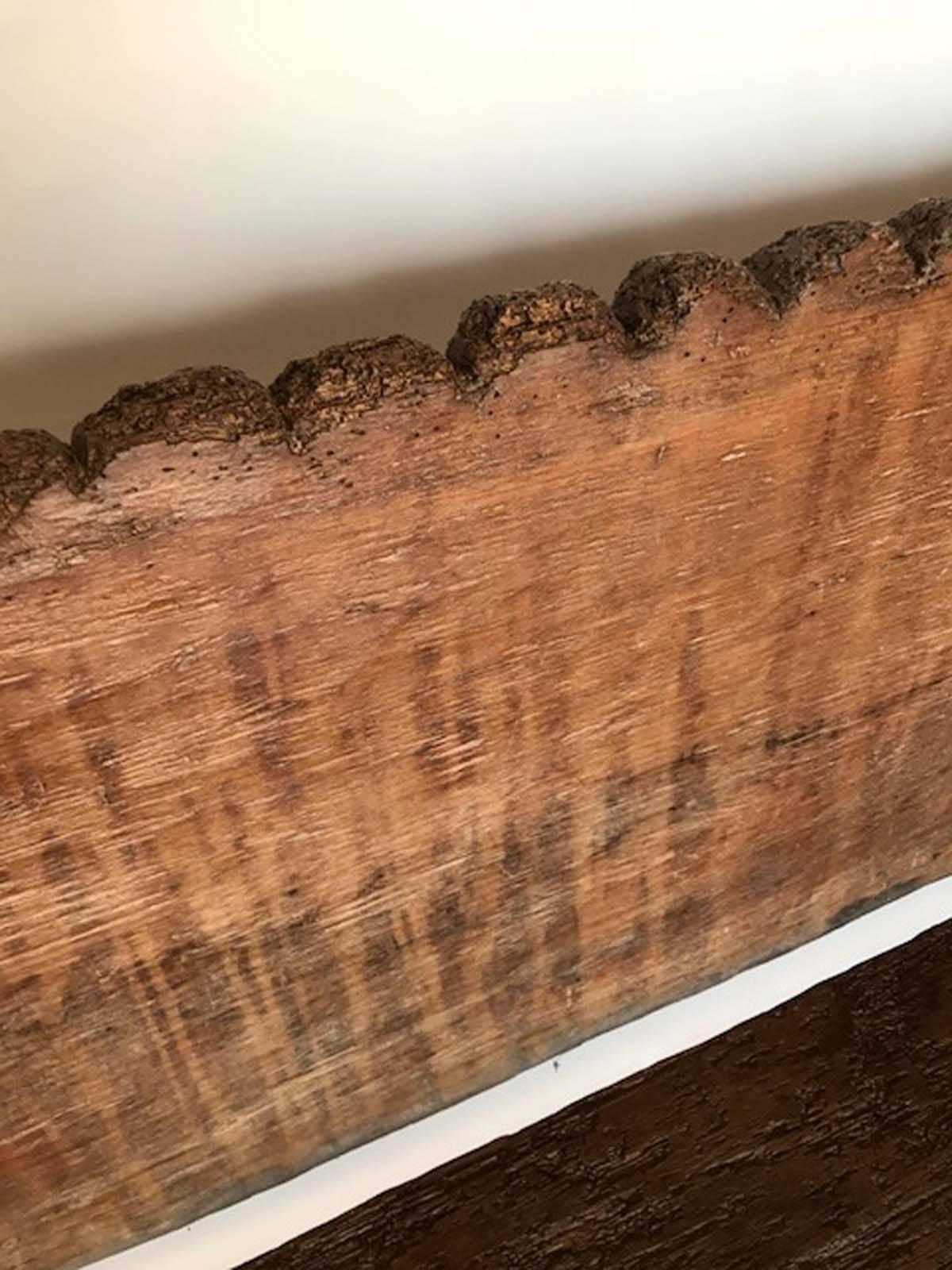 scalloped wood bench