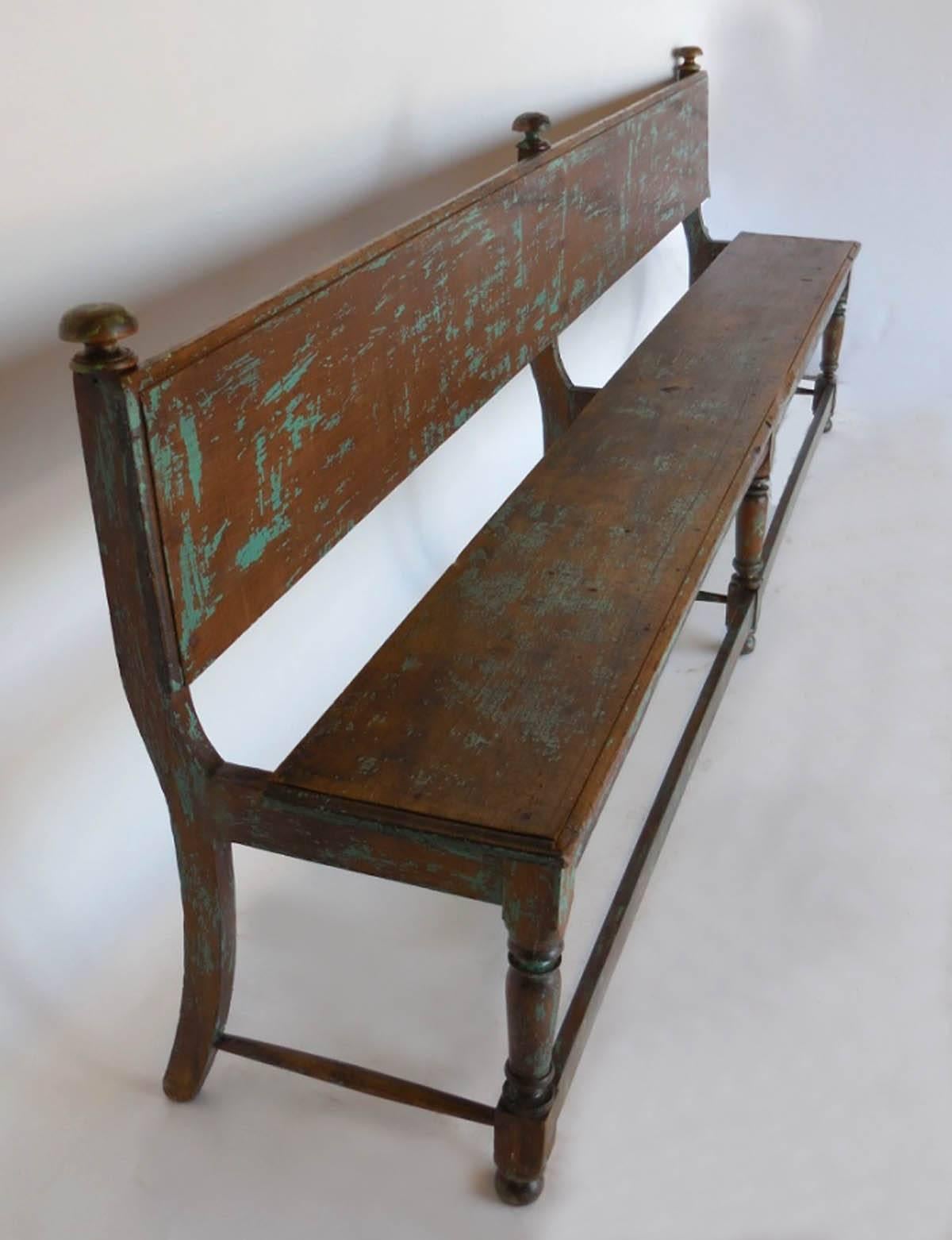 Spanish Colonial 19th Century Bench with Traces of Paint