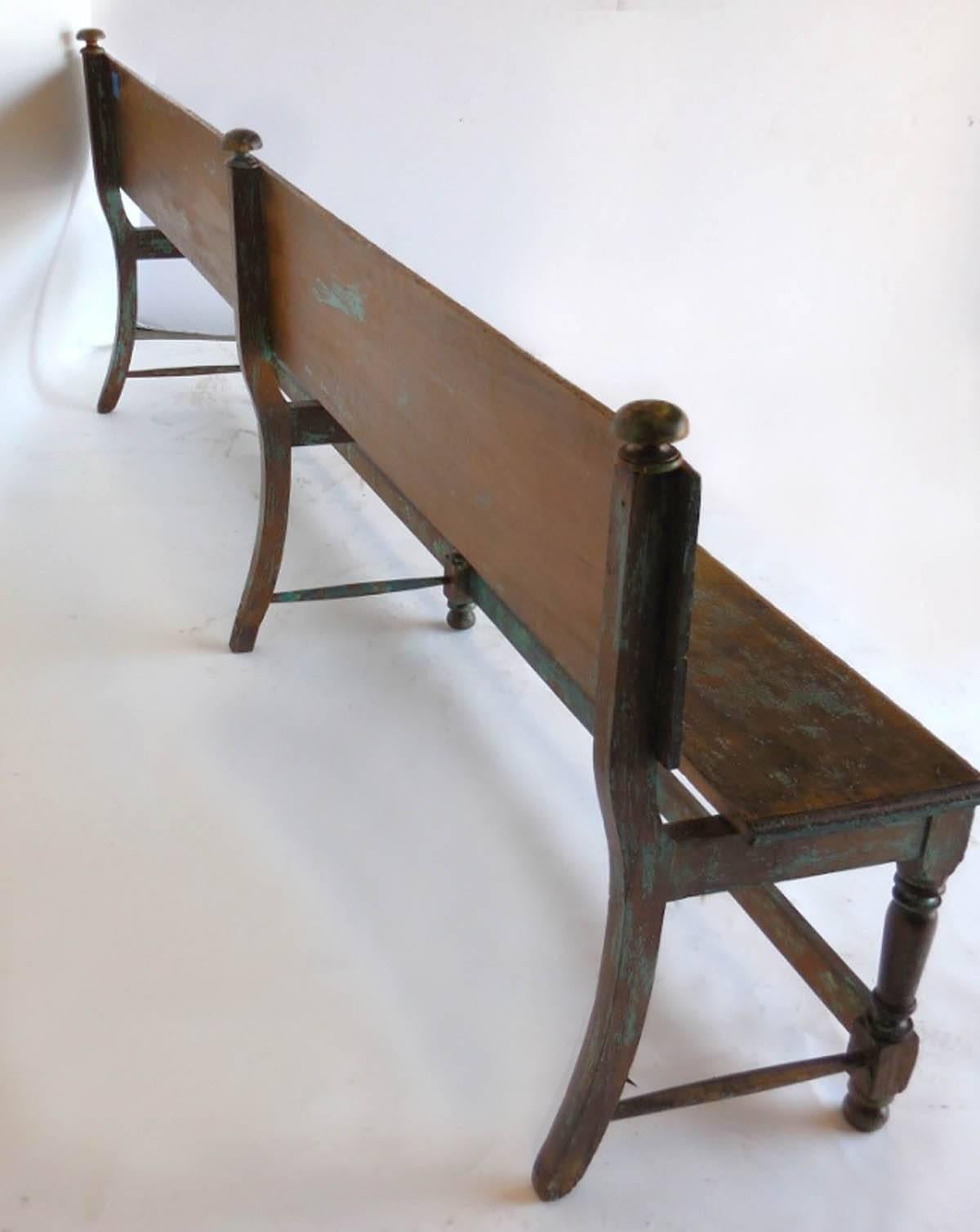 Painted 19th Century Bench with Traces of Paint