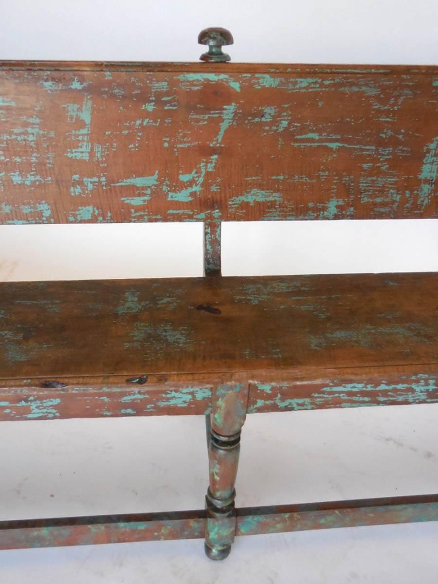19th Century Bench with Traces of Paint In Good Condition In Los Angeles, CA